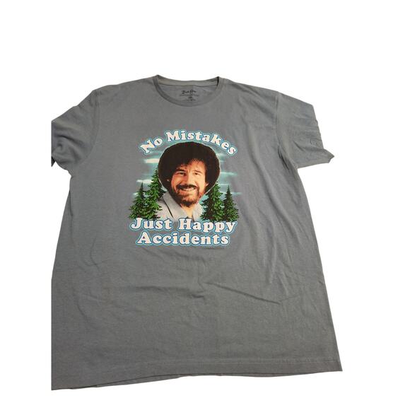 Bob Ross "Happy Accidents" Blue T-Shirt - Men's 2XL - Picture 1 of 3